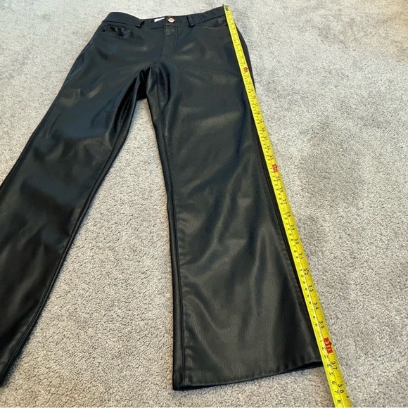Zara Black Faux Leather Pleather Vegan Cropped Mini Flare Trousers pants 4 NWOT - Picture 9 of 12